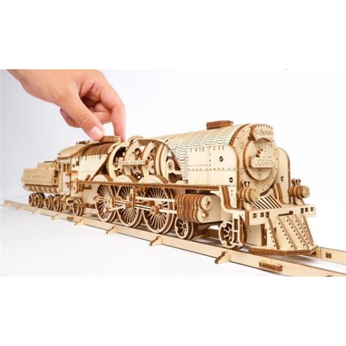 V-Express vonat sínekkel mechanikus modell - Ugears
