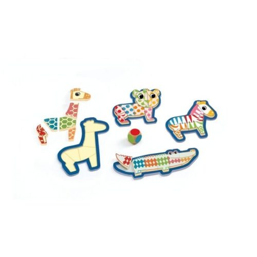 Színes vicces állatos formabeillesztő - Forma puzzle - Djeco