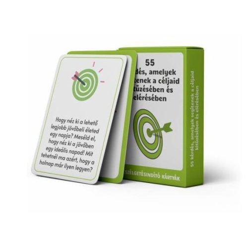 55 kérdés, amelyek segítenek a céljaid kitűzésében és elérésében (beszélgetésindító kártyák) - SÉRÜLT DOBOZOS