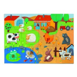   Élet a tanyán 12+8 db-os óriás puzzle - Tapintós óriás puzzle - Tactile farm - Djeco