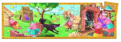 A három kismalac és a farkas, 24-os formadobozos puzzle - The 3 little pigs - 24 pcs - Djeco