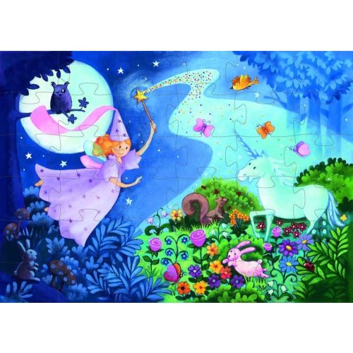 Álomtündér és az Unikornis, 36 db-os formadobozos puzzle - The fairy and the unicorn - 36 pcs - Djeco