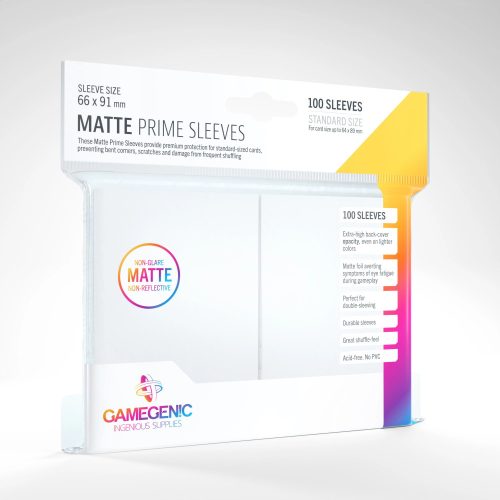 GameGenic Matte Prime Sleeves, fehér - 66x91mm (100 db/csomag)