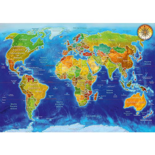 Bluebird 1000 db-os Puzzle - World Geo-political Map - 70337