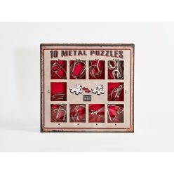   10 Metal Puzzle Set - piros Level 1-3 - Cast - fém ördöglakat