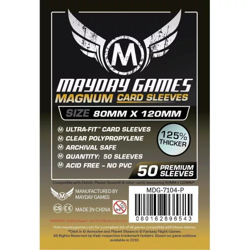 Mayday Games Premium Magnum Gold kártyavédő 80 x 120 mm "Dixit" társasjátékhoz, fekete hátlap