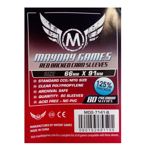 Mayday Games Kártyavédő kártyajátékokhoz (80 db-os csomag) 66 x 91 mm (piros hátlap)