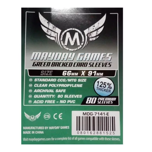 Mayday Games Kártyavédő kártyajátékokhoz (80 db-os csomag) 66 x 91 mm (zöld hátlap)