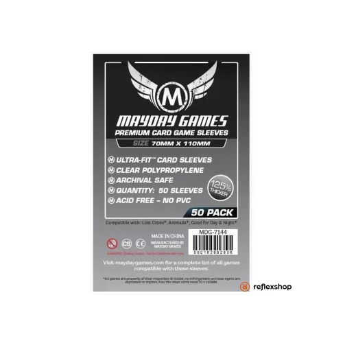 Mayday Games Prémium Magnum Silver kártyavédő: 70 x 110 mm "Elveszett városok" társasjátékhoz (50 db-os csomag)