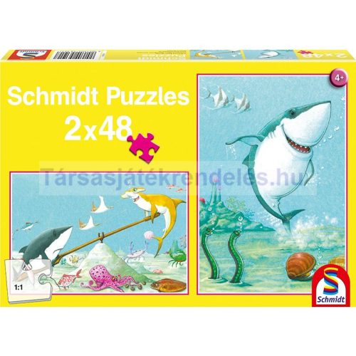 Puzzle 2x48 db-os - Kis fehér cápa - Schmidt