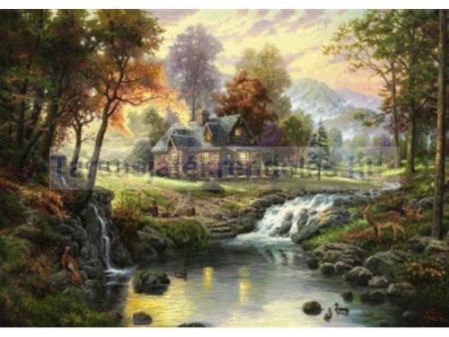 Puzzle 1000 db-os - Menedékház a patak mellett - Thomas Kinkade - Schmidt (58445)