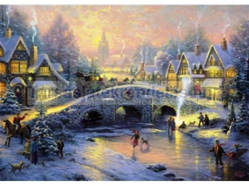 Puzzle 1000 db-os - Téli hangulat falun - Thomas Kinkade - Schmidt (58450)