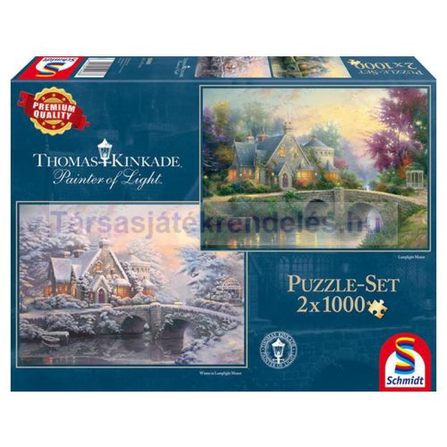 Puzzle 2x1000 db-os - Lamplight Manor/Winter at Lamplight Manor - Thomas Kinkade - Schmidt (59468)